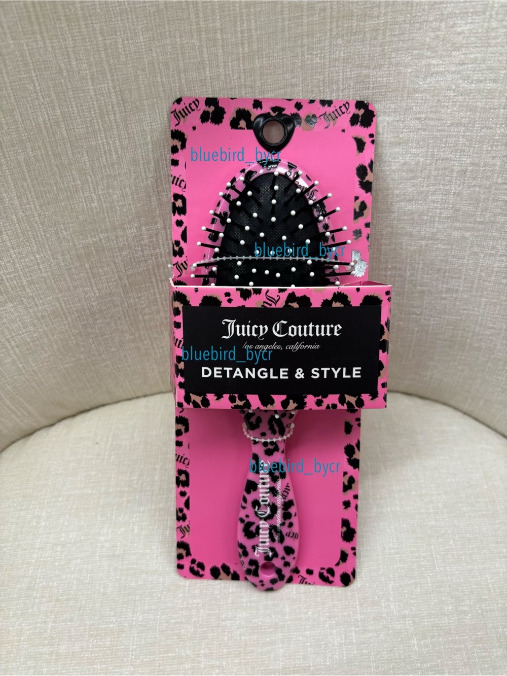 Juicy Couture Pink Leopard Print Detangling Hair Brush